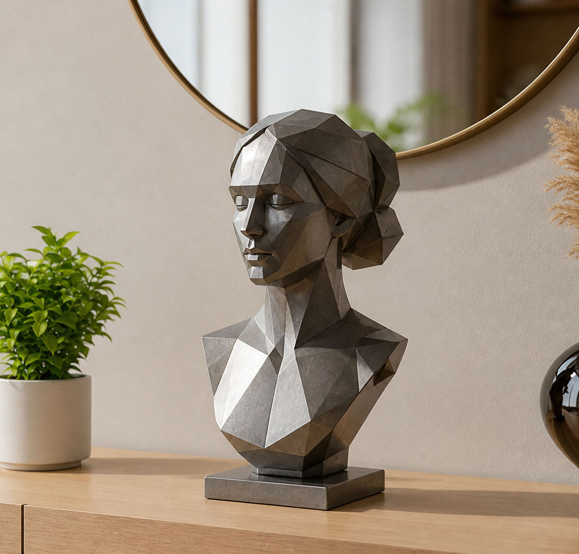 Line Art Face Sculpture
